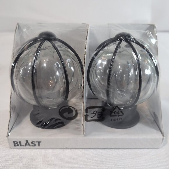IKEA Blast 4 Set 402.172.48 Round Rod Finials Glass Globe Black Curtain Steel - Picture 2 of 16
